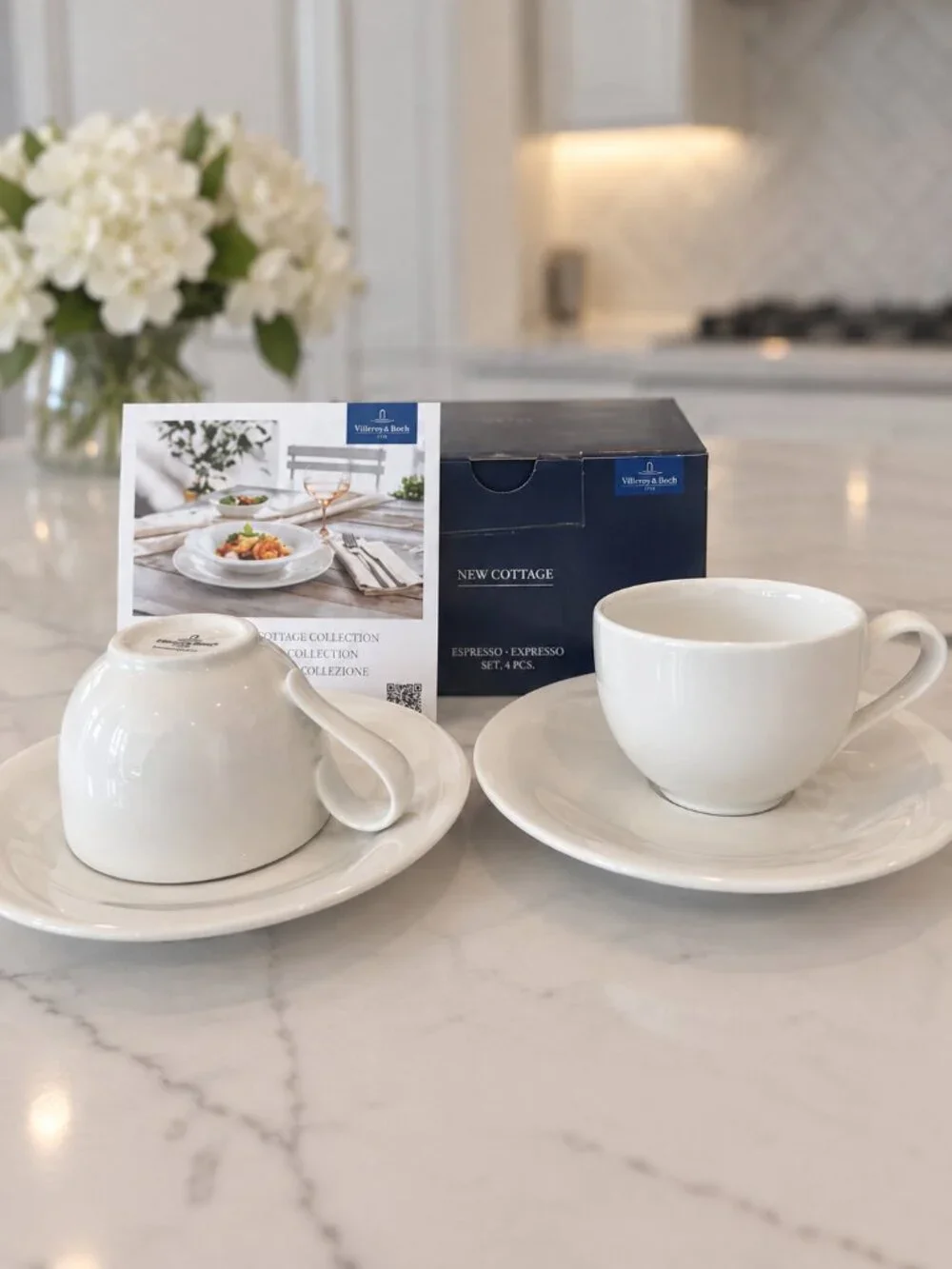 Villeroy & Boch New Cottage Espresso Cups & Saucers 4 Pc Set NIB